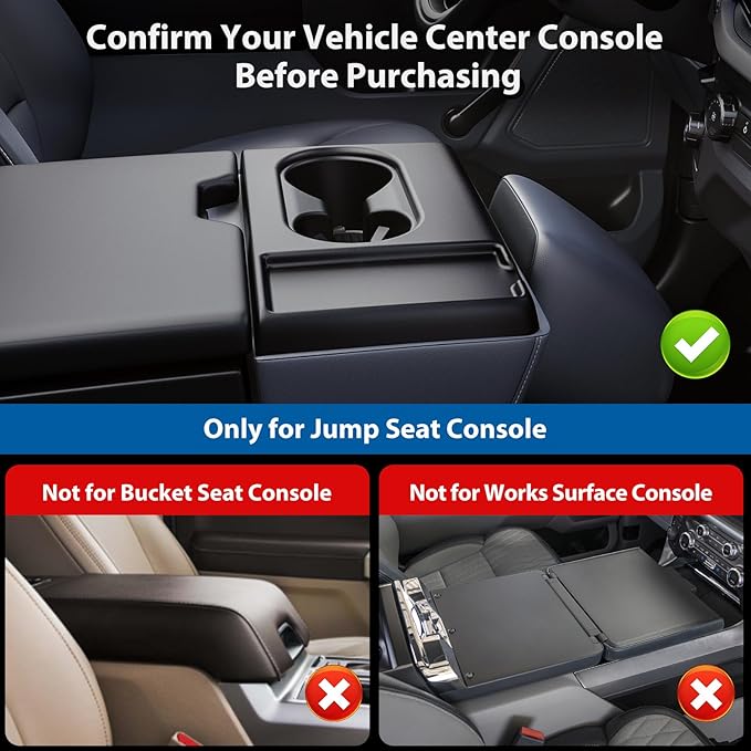 All Metal Front Center Seat Headrest Organizer Compatible with 2011-2025 2026 Ford F150 F250 F350 F450 F550 F650, Center Console Container Storage Box Armrest Tray Accessories (Jump Seat Only)