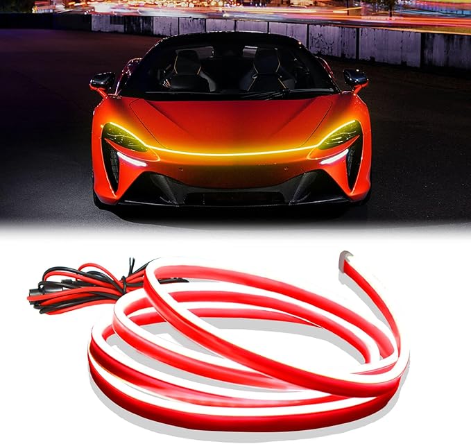 DIBMS 71-inch High-Brightness Car Hood Gap LED Light Strip - Daytime Running Lights Universal Auto Exterior Decor Accessories (Yellow)