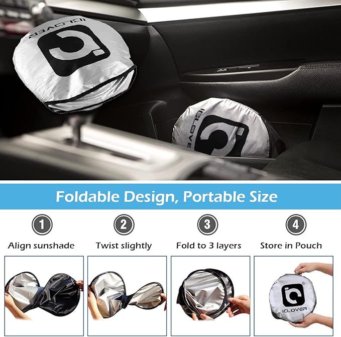 Car Windshield Sunshade with Pet Design, Cute Dog & Cat Cartoon Front Windshield Sun Shade Foldable Sunshade Blocks Heat UV Rays, Protect Interior Keep Cool, Fits Cars SUV Truck - Medium