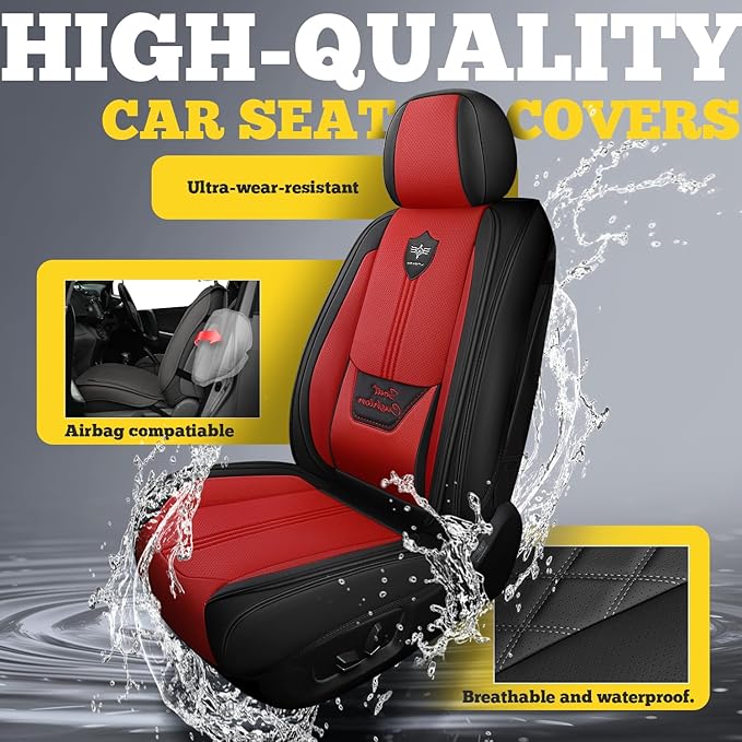 LINGVIDO Car Seat Covers for Front Seats (2 Seats) - Premium Perforated Nappa Leather,Waterproof Shield, Omni-Adapt Fit for SUVs Sedans, Ideal for Rideshare & Pets