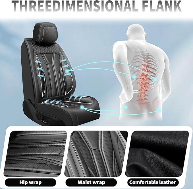 Fit Tucson Car Seat Covers Premium Leather for Hyundai Tucson 2010-2025 2026. Waterproof， Breathable, Scratch-Resistant & All-Weather Seat Cushion Protector(Front Seat, All Black)