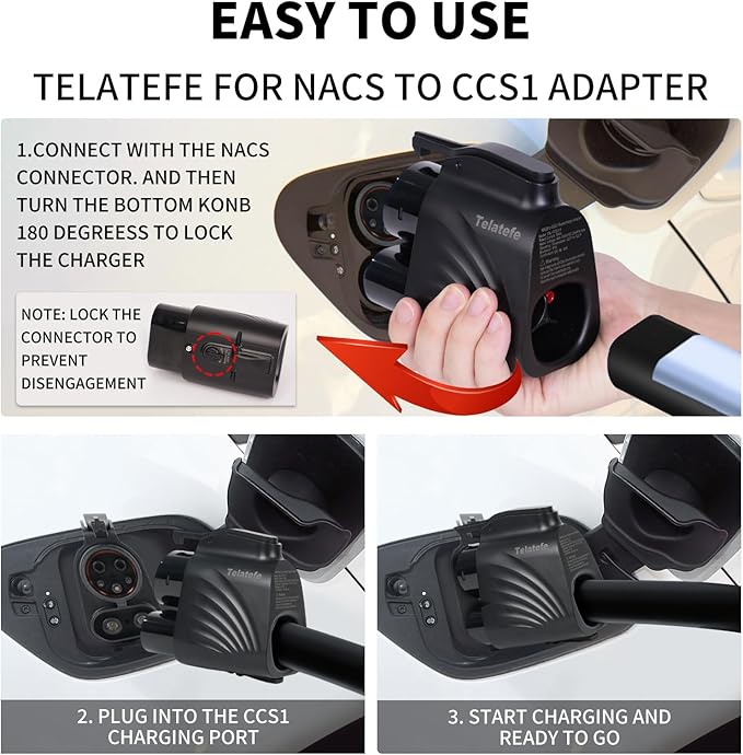 NACS to CCS1 Adapter for Tesla Supercharger - 250KW Max DC 500A 1000V, Compatible with Ford GM Hyundai Kia Rivian EVs,V3/V4 Charging Station Accessory, EV Car Charger Accessories