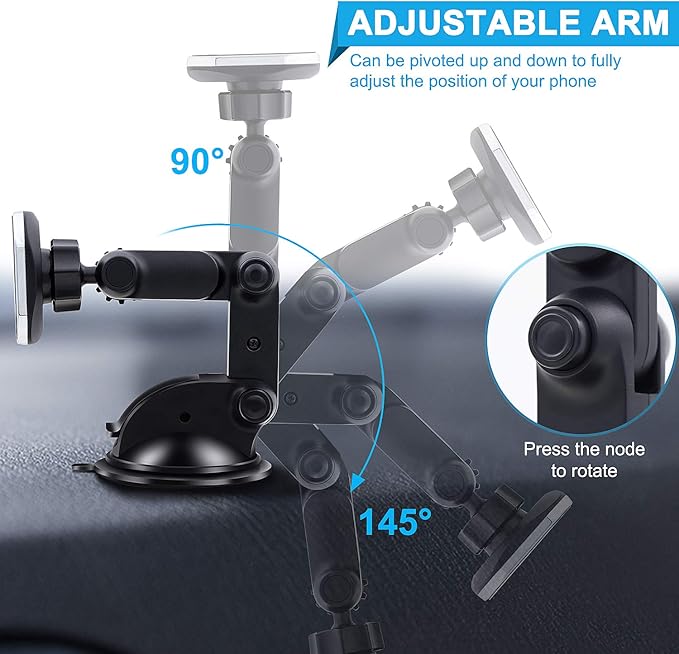 Magnetic Phone Car Mount, Universal Dashboard Windshield Car Phone Mount Holder with Upgraded 3.2" Suction Cup,8 Strong Magnets Compatible with iPhone 11 Pro X XS Max XR Galaxy Note10 S10 (B)