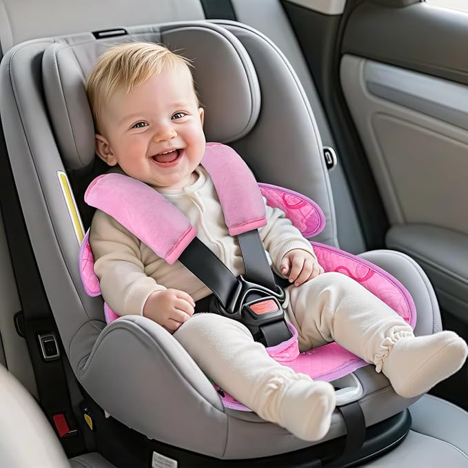 Car Seat Potty Training Protector, 2 Pack Waterproof Piddle Pad Carseat for Baby Toddlers, Leak-Proof Car Seat Liner with Non-Slip & 2 Strap Covers, Machine Washable - Pink