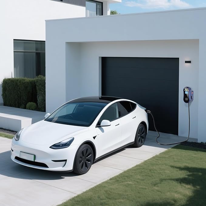 Tesla (NACS) Electric Vehicle Charging Station 48 Amp with App Control - Level 2 EV Charger (240V) Hardwired Compatible with All Tesla Models S/3/X/Y