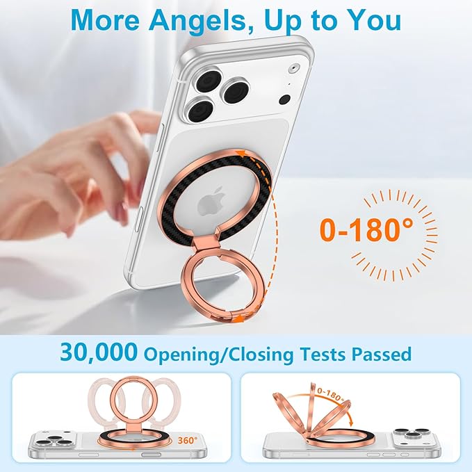 Magnetic Phone Ring Grip for MagSafe, Dual-Sided Magnetic Phone Ring Holder Mag Safe Grip Stand with Kickstand for iPhone 17e 17 16 15 14 13 Pro Max Plus Samsung Galaxy S26 Ultra S25 FE S25 S24 Ultra