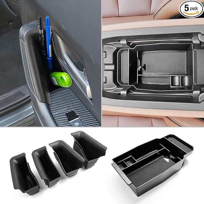 CDEFG 5PCS 2023 2024 2025 2026 CX-50 Center Console Organizer Tray for 2023-2026 Mazda CX-50 Accessories Console Armrest Tray Side Door Trash Container Storage Box Door Handle Pocket Insert Trays
