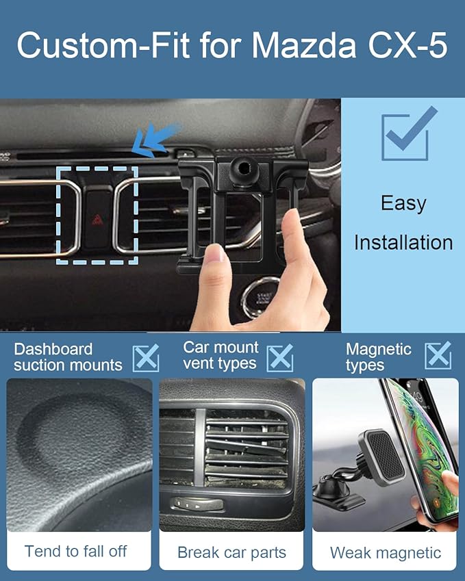 oricarmes Mazda CX-5 Phone Mount, Custom Fit 2017-present, Compatible with All Cell Phones
