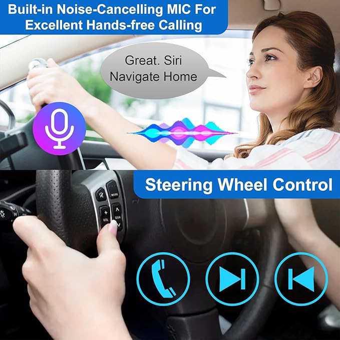 Double Din Car Stereo Radio Wireless CarPlay Wireless Android Auto, 7in Touchscreen Car Audio Receiver with Bluetooth,Rearview Camera,AM/FM, GPS Navigation,Mirror Link,Subwoofer,USB/AUX/SWC