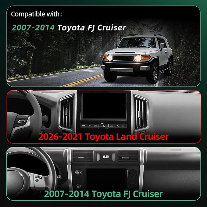 Car Phone Holder Mount for Toyota FJ Cruiser (2007-2013 2014), Magnetic Phone Holder, Magsafe Car Mount Charger, Dashboard Phone Holder, 15W Wireless Fast Charging for iPhone, Samsung & Google