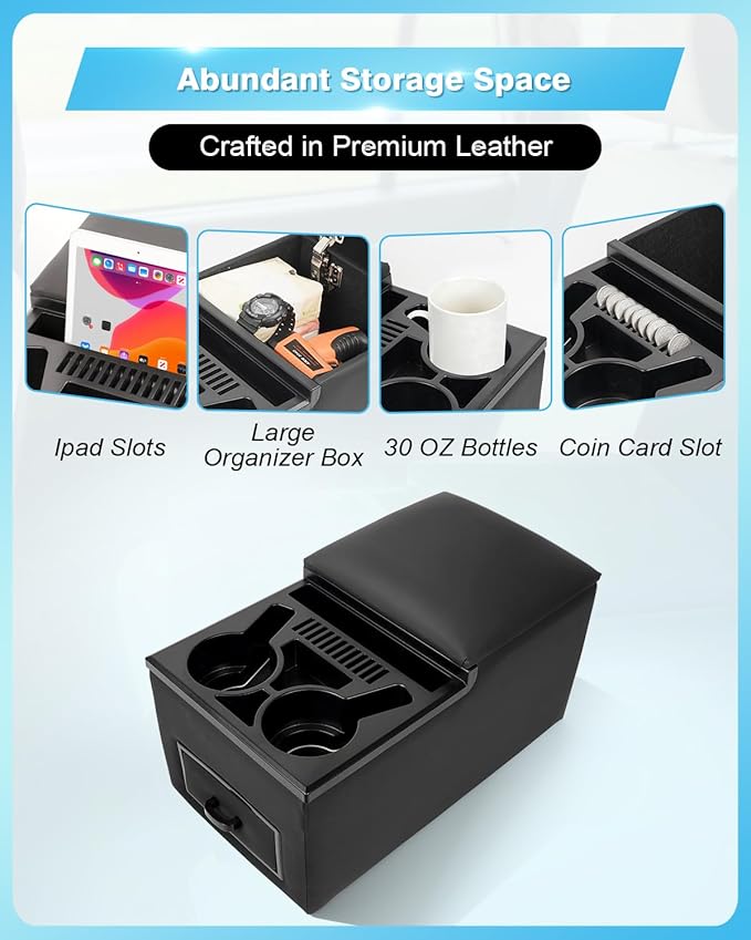 Center Console, Universal Bench Seat Center Console ， Front Seat Car Organizer, Center Console for Truck & Minivan & Car& SUV Cab Front Seat Storage Box (Regular)