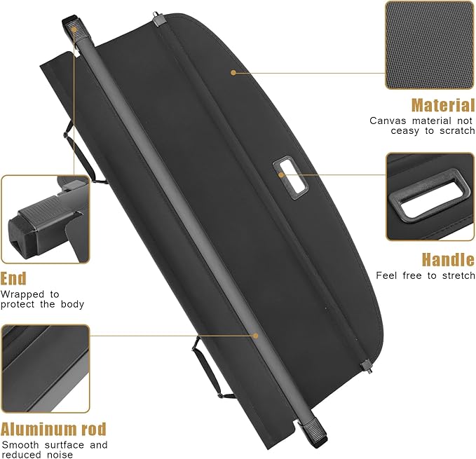 Cargo Cover No Gap Fit for 2020-2025 Subaru Outback Retractable Trunk Rear Security Cover Shielding Shade Trunk Cover No Gap