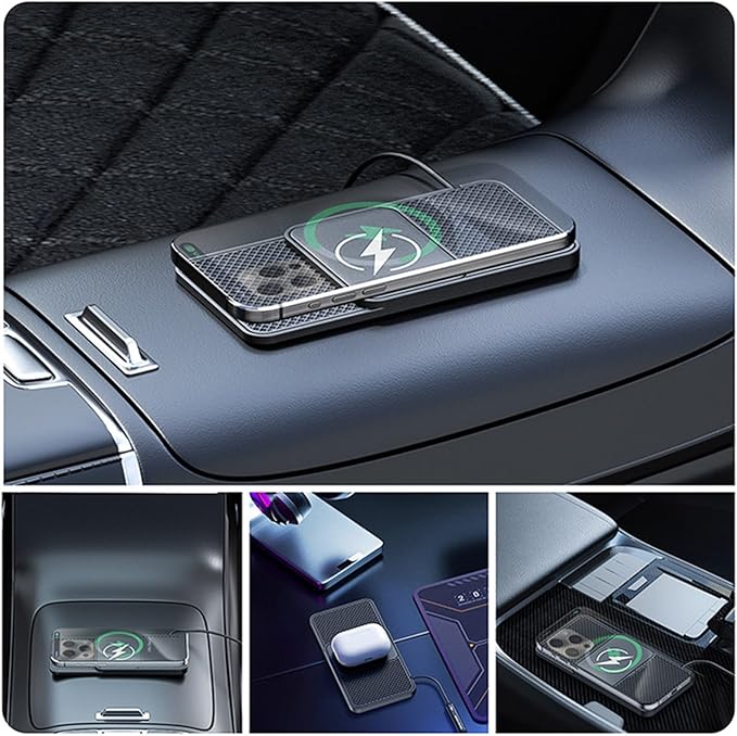 Wireless Car Phone Charger for Mercedes-Benz C-Class (W206) 2021–2025, Type C/USB 20W Fast Charging Pad, Non-Slip Charging Station for Travel Home Office Desk, Lightweight,Type-C