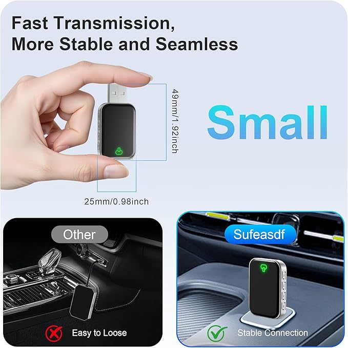 Wireless CarPlay Adapter for Apple & Android Auto, Convert Wired to Wireless,Plug & Play Auto-Connect, No Delay, BT 5.4, 2.4G/5G WiFi