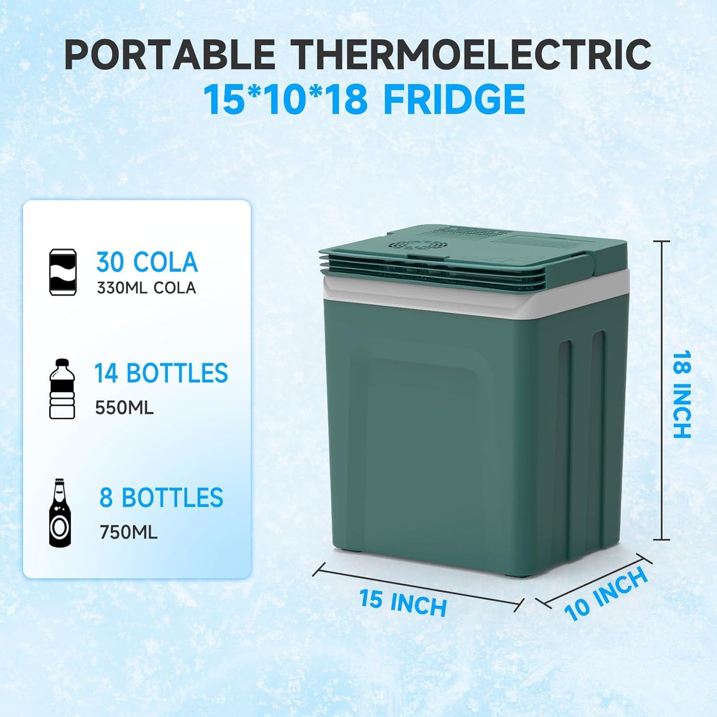 SHAREWIN Electric Cooler & Warmer with Handle 26.5 Quart/25L Portable Thermoelectric Fridge for Vehicles & Trucks with 110V AC & 12V DC, 12V Car Cooler for Camping, Travel Army Green