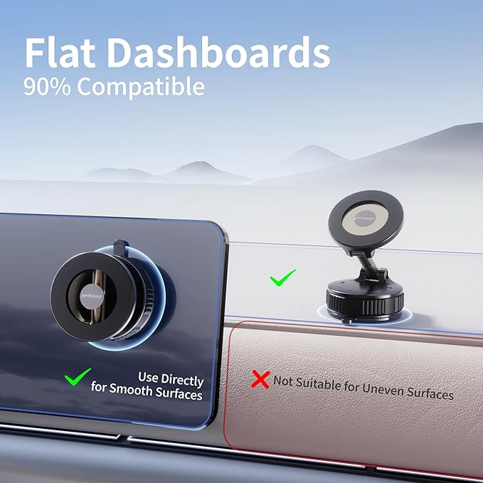 2026 Upgraded Magnetic Car Phone Holder for Magsafe, 100+LBS Ultra Strong Vacuum Suction & 3000gf Magnetic, 360° Adjustable Phone Holders for Your Car for iPhone 17 Pro Max 16 15 14 13 12 Air Plus