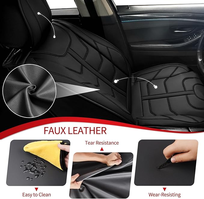 TTX LIGHTING Car Seat Covers fit for VW/Volkswagen Passat 1999-2022 Full Set: Premium Leather Automotive Seat Cover with Airbag Compatible Waterproof (5 Seats, Black)