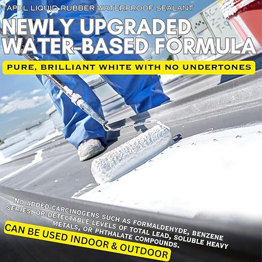 White Liquid Rubber RV Roof Coating - 92% UV Reflective Waterproof Sealant for Camper, Trailer & Metal Roof Repair - 3X Stronger Elastomeric Membrane - Stops Leaks on Concrete & Wood - 1 Quart