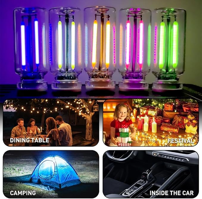 4Pcs Car USB Night Light, Touch Adjustment LED Ambient Lighting Plug in USB Automotive Night Lamps, Mini LED Bulb for Car, Camping, Holiday, Decoration, Bedroom, Party(Red)