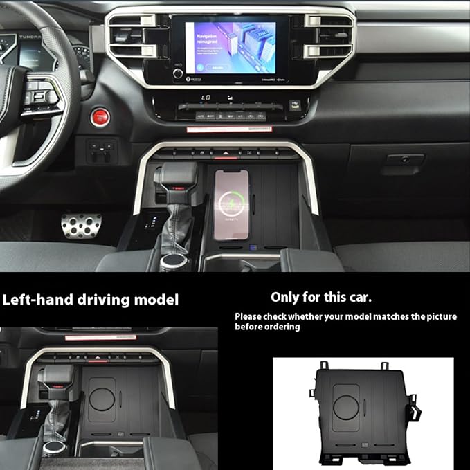 for Toyota Tundra Sequoia 2022-2024 Car Center Console Phone Charger Fast Wireless Charger Charging Plate Charging Holder