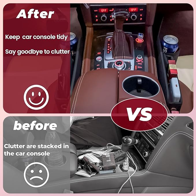 Anti-Drop Car Seat Gap Filler Organizer, Premium Leather Console Organizer, Easy Access to Phone/Keys, Universal Fit for Car SUV Truck Multi-Purpose Essentials Organizer(2PC)
