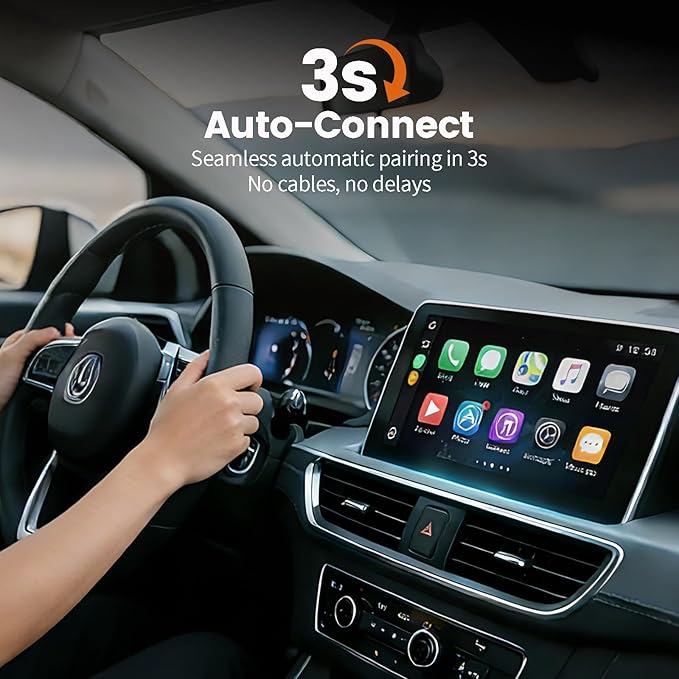 Wireless CarPlay Adapter, 2026 Upgrade Plug & Play CarPlay Wireless Dongle for iPhone, 5.8GHz WiFi 0 Latency Car Play Adapter for Cars with Factory Wired CarPlay, Compatible with iPhone 11-15, iOS 10+
