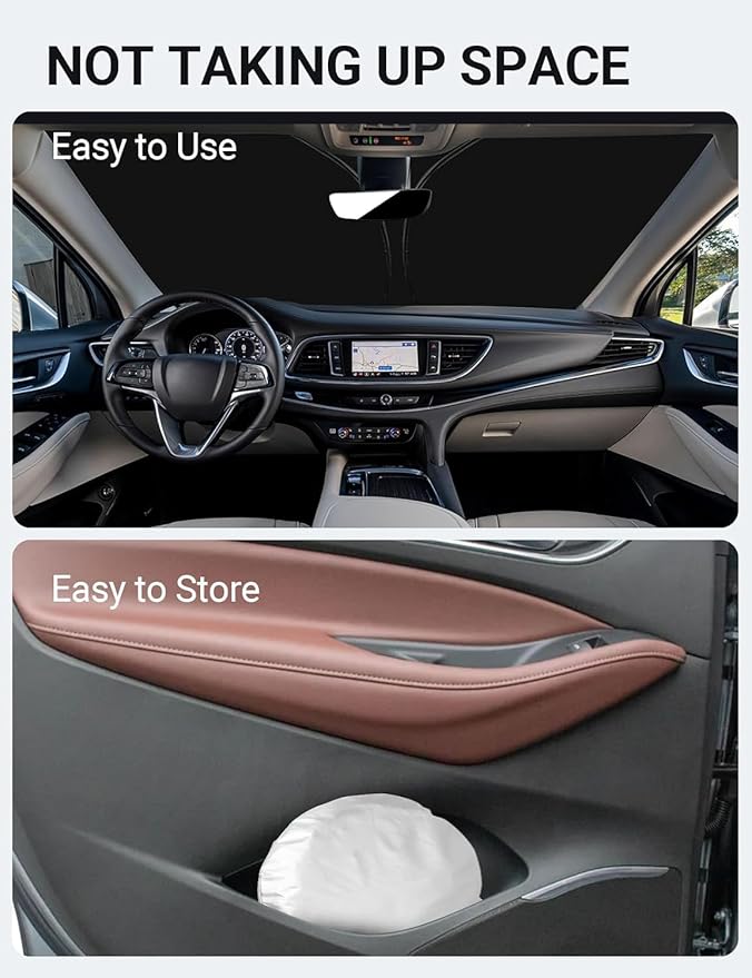 Proadsy 2026 Upgrade Front Windshield Sunshade Foldable Sun Shade Sun Visor Protector Custom Fit 2018-2024 Buick Enclave Preferred Essence Premium Accessories