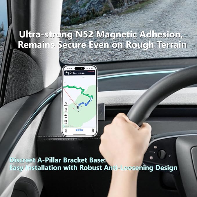 Persevere for Tesla Phone Mount Model 3 Highland 2024-2025 & Model Y Juniper 2025, 15W Qi2 Wireless Charger Strong Magnetic Holder, Fixed Driver Left Air Vent for 4-6.9" Smartphones, Anti-Slip