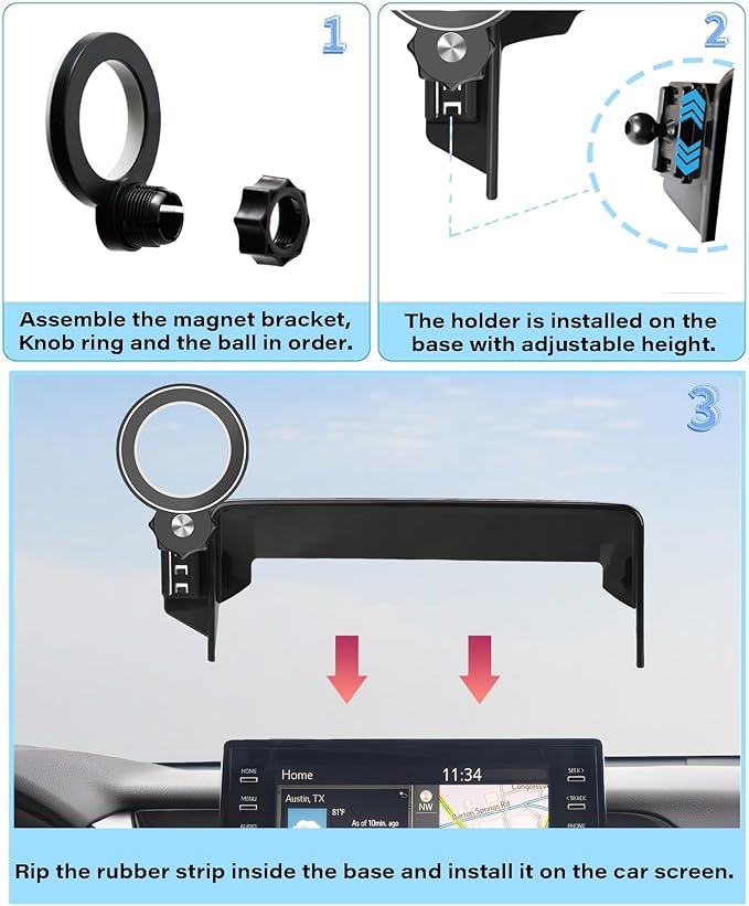 Car Phone Holder for 2021-2024 Toyota Camry Accessories Apply to 9 Inch Touch Screen Fixed Clip Magnetic Cell Phone Mount Hands-Free 360 Degree Rotation