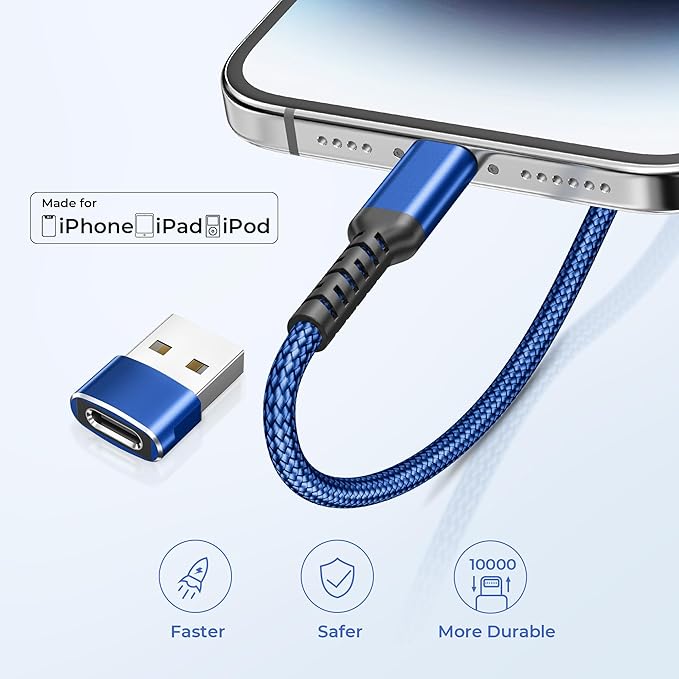 Basesailor USB C to Lightning Charger Cable 6.6ft with USB A Adapter,iOS Type C Power Delivery PD Fast Charging Cord for iPhone 11 12 13 14 Mini Pro Max,SE,iPad 8th 9th Generation