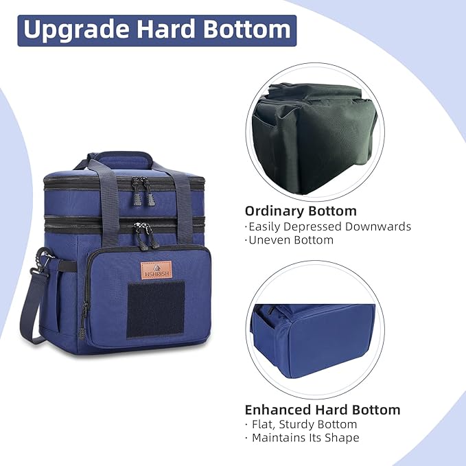 HSHRISH Lunch Box for Men, Expandable Insulated Large Lunch Bag, Heavy Duty Waterproof Leakproof Tactical Cooler Bag for Men Work Outdoor Picnic Day Trips, 24 Can/16 L, Blue