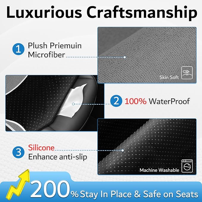 Premium Microfiber Towel Tesla Model Y Juniper/3 Seat Cover, Waterproof | Sweatproof | Machine Washable | Non-Slip, Seat Protector for Tesla Model 3/Y 2016-2026 Interior Accessories - (1Pack, Gray)
