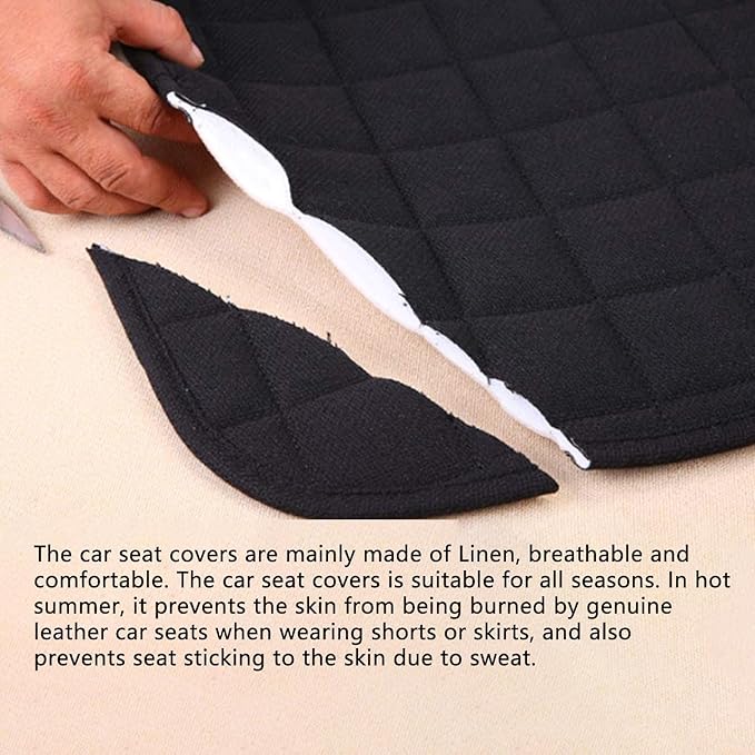 Suninbox Car Seat Cover,2 Pack Linen Bottom Seat Covers for Trucks, Car Seat Pad,Car Seat Cushion Breathable Ventilated Front Seat Only[Black Front Seat]