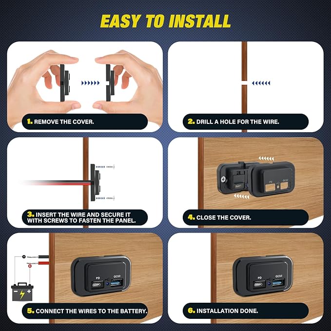 Nilight 2 Pack Socket Panel 12V 24V Dual USB Outlet PD Type C QC3.0 Surface Mount 48W Fast Waterproof for Automotive RV Marine Boat Motorcycle Truck