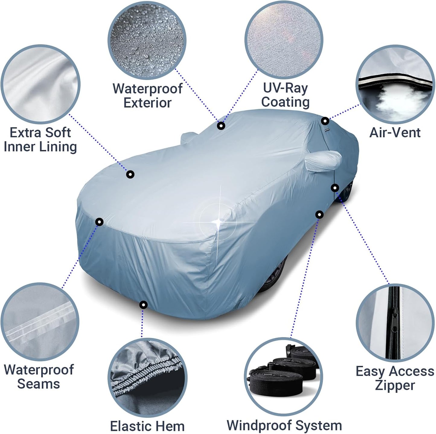 iCarCover Premium Car Cover for 1987-1996 Chevy Beretta Heavy Duty Waterproof All-Weather Automobiles Custom Fit Indoor Outdoor UV Snow Protection Covers with Straps and Bag