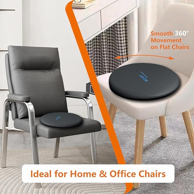Sojoy iGelComfort Deluxe Gel Swivel Seat Cushion with Supportive Memory Foam 360 Degrees Rotating Seat Cushion for Home,Stool Chair,Office, 15.5 Inches in Diameter