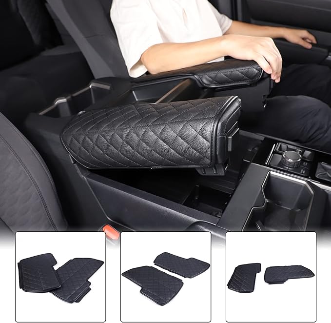 Car Leather Center Console Protector Cover Compatible with Toyota Tundra/Sequoia 2022-2026, Center Console Armrest Seat Box Cover Cushion Lid Protector Pad Waterproof Anti-Scratch Interior Accessories