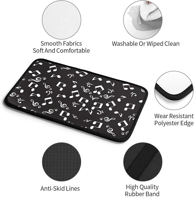 Car Armrest Cover Auto Center Console Pad Arm Rest Cushion Soft Car Accessories Universal for Most Vehicle (White Music Notes Pattern Design)