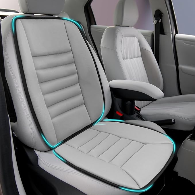 Car Seat Cushion, Memory Foam Cushion for Car Seat, Lumbar Support Pillow, Seat Cushion for Full Back and Seat, Ideal for Car Seat Driver, Office Chair, Wheelchair and Back Pain Relief (Gray)