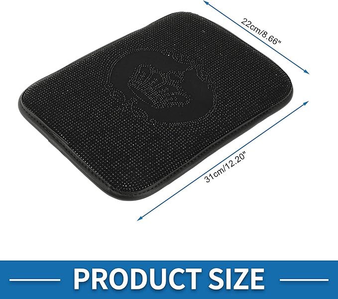 Car Armrest Cushion Pad Non-slip 12.20" x 8.66" Suede Black Center Console Lid