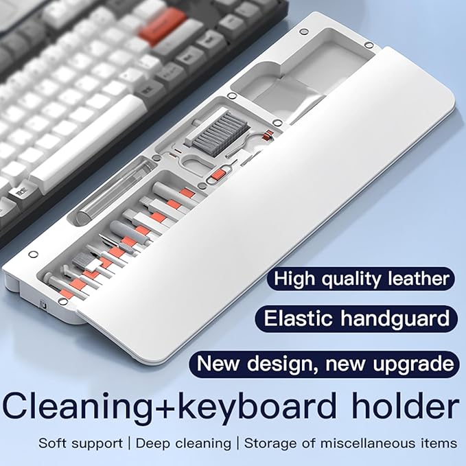 Keyboard Wrist Rest Pad with Cleaning Kit 22 in 1, Comfortable Ergonomic Wrist Support for Keyboard Typing Gaming Wrist Pad with Cleaner Kit Tool for Phone Earbuds Keyboard Cleaning