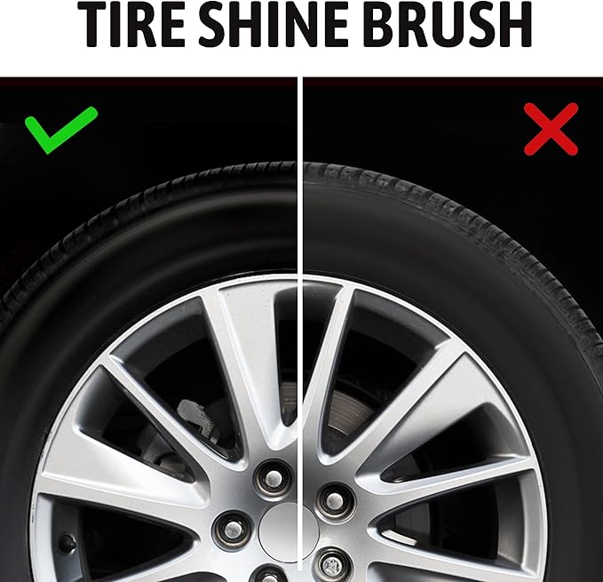 BABYSHEEP Car Tire Shine Applicator,Vegan Tire Shine Brush with Stand for Auto Detailing Cleaning Service,Red