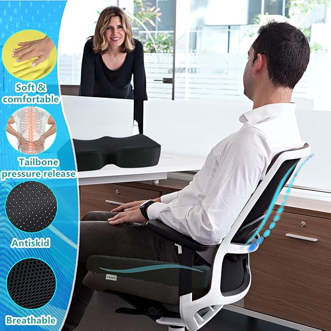 Memory Foam Seat Cushions Coccyx Pad Thicken Widen Strong Support and Comfort for Office Chairs, Car Seat, Dining Gaming Chairs, Wheelchairs.