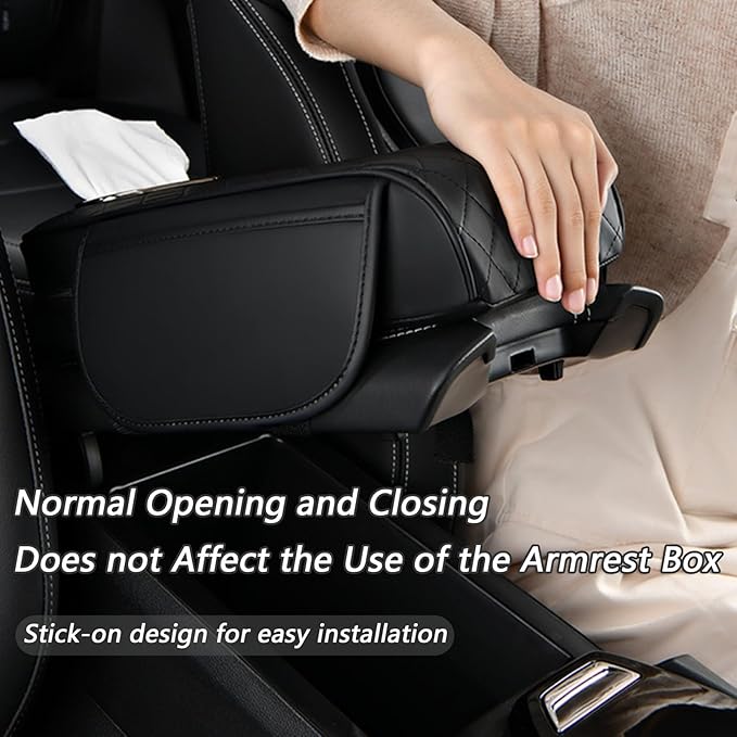 Center Console Cover for KIA Seltos 2019 2020 2021 2022 2023 2024 2025, Leather Arm Rest Armrest Cover for Car, Center Console Armrest Cover Armrest Storage Box, Interior Accessories