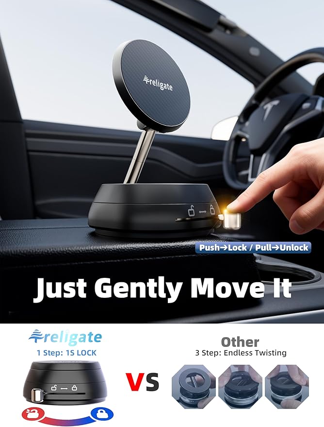 2026 Upgraded Vacuum Magnetic Phone Holder, [108+ LBS] Heavy Duty Suction Cup Car Phone Mount for Dashboard, Gym & Desk, MagSafe Car Mount for iPhone 17 16 15 Pro Max