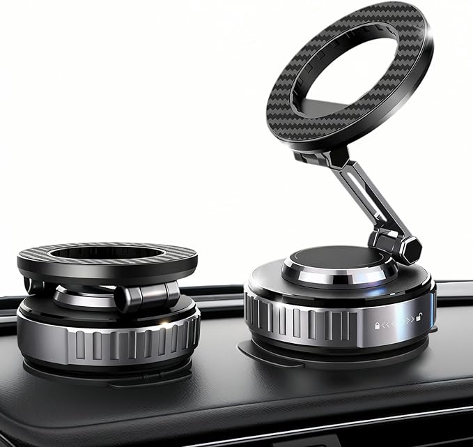 JOUJBAIL 2026 Upgraded Car Phone Holder for Magsafe [108LBS Ultra Suction] 360° Adjustable Vacuum Magnetic Phone Holder, Foldable Cell Phone Mount for iPhone 12-17 Series & Android, Great Gifts