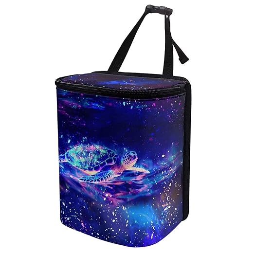 Galaxy Turtle Car Trash Can with Lid, Cute Leakproof Car Trash Garbage Bag Hanging Vehicle Trash Bin Small Portable Automotive Garbage Cans Organizer for Back/Front Seat/Console