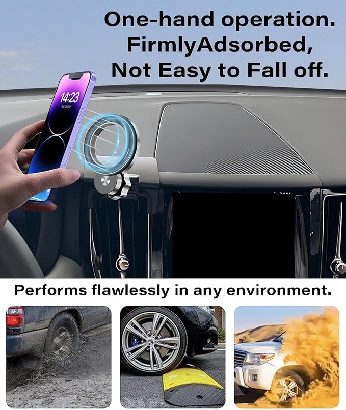 Magnetism Car Phone Holder for Volvo XC60 2018-2025 Accessories Compatible with MagSafe Hands-Free 360 Degree Rotation Adjustable Cell Phone Mount Does Not Affect Air Vent