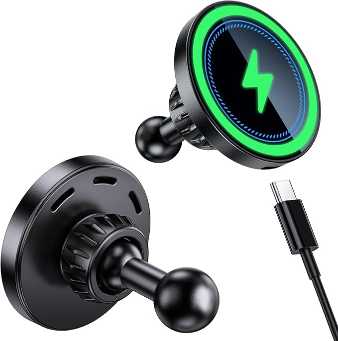 Magnetic Wireless Charging Phone Holder with 20mm Ball Mount for MagSafe, Metal 20mm Ball for MagSafe Charger Compatible with Bulletpoint Mounting Solutions