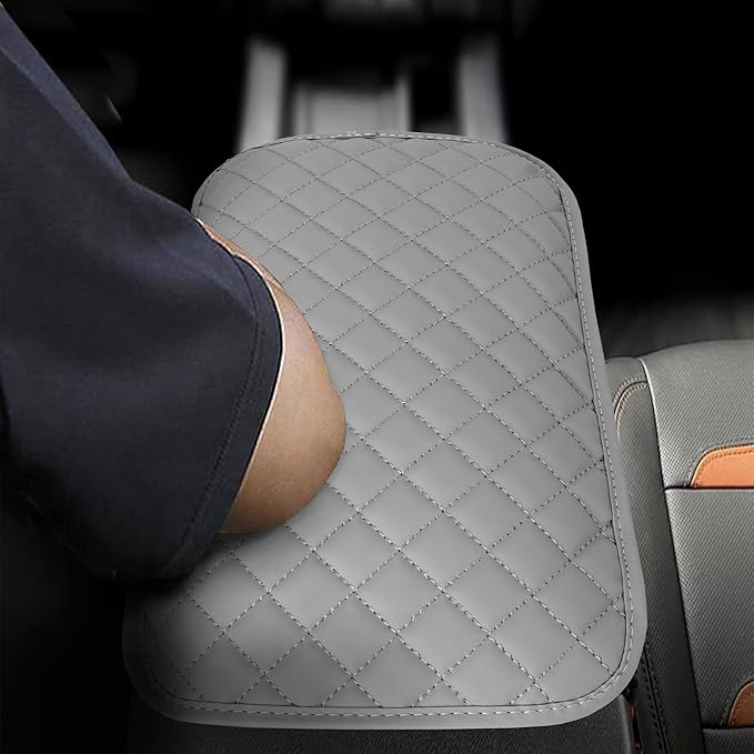 Upgraded Car Middle Center Console Cover with 2 Storage, Microfiber Leather Car Armrest Cover Cushion for for Most Vehicles, 0.5 inch Memory Foam Comfort Stylish Leather Scratch-Resistant, Thickened